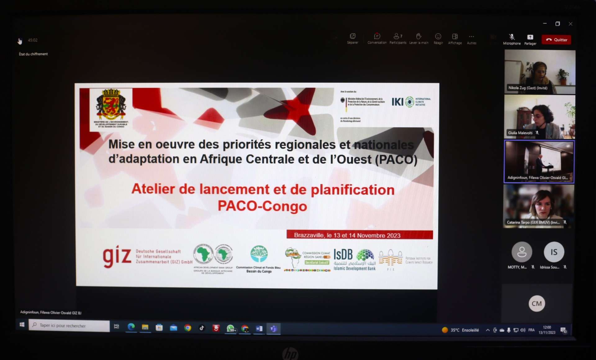 La CCRS participe virtuellement au lancement du projet « Priorité d’Adaptation en Afrique Centrale et de l’Ouest – PACO » en République du Congo